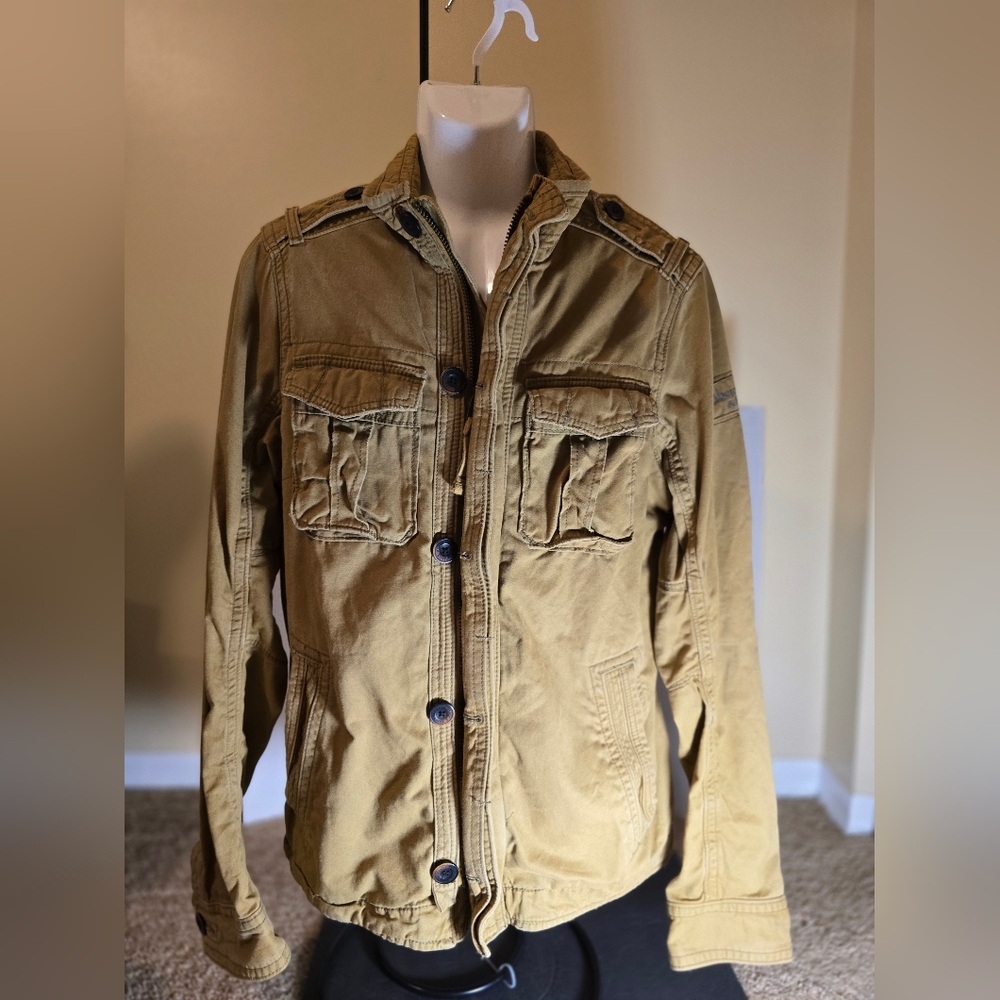 Abercrombie & Fitch Sentinel Tan Canvas Cargo Jacket Size XL